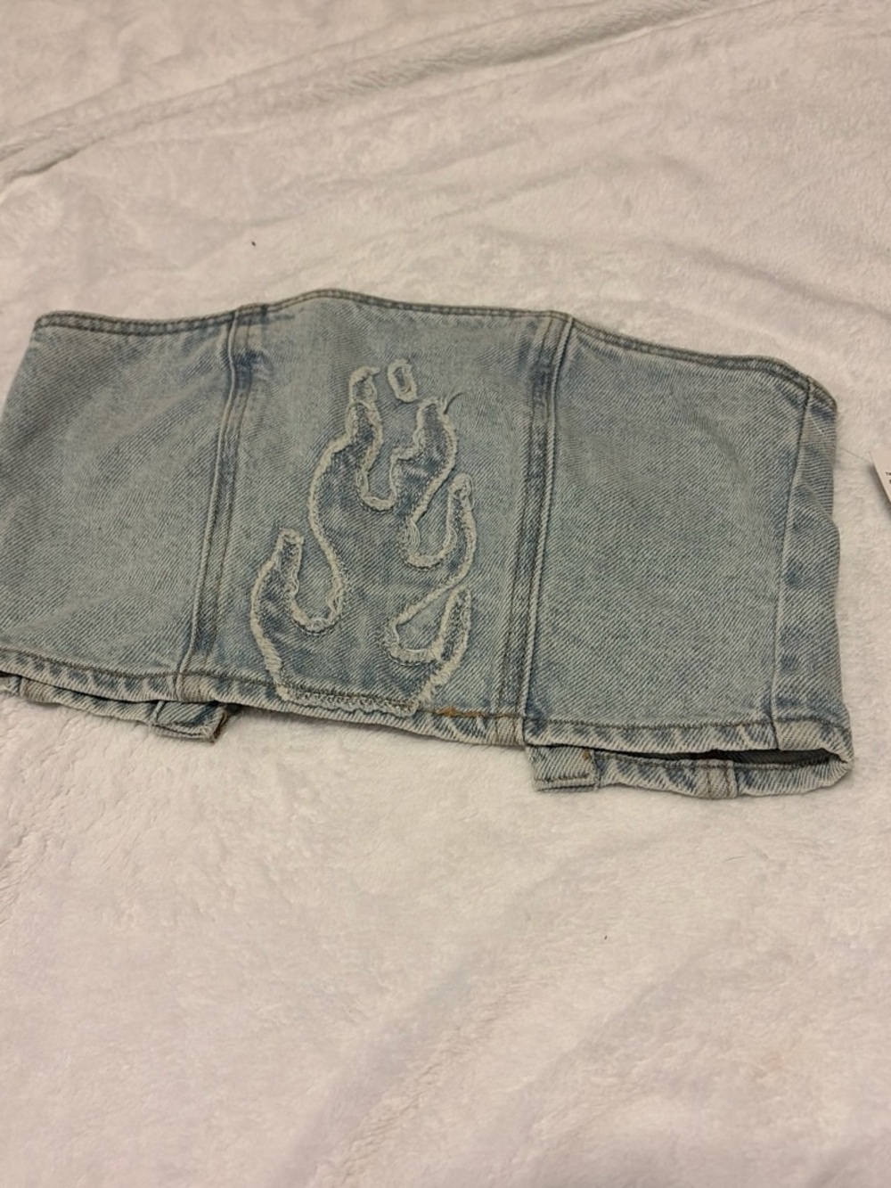 PacSun Light Blue Denim tube top with Flame Stitching